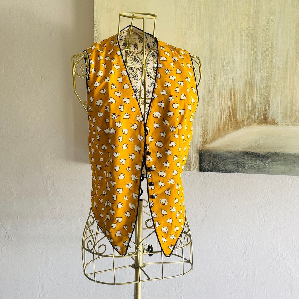 Exit Shops Rayon Heart Print Vest Waistcoat Made USA German Fabric